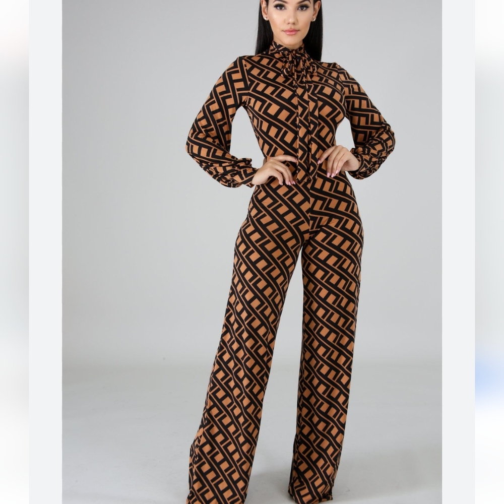 🤎One Piece Pant Jumpsuit   monogram FF "Inspired" - sz XL